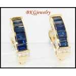 Stunning Blue Sapphire 18K Yellow Gold Diamond Earrings [E0018]