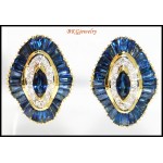 Exclusive Diamond 18K Yellow Gold Blue Sapphire Earrings [E0024]