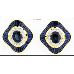Diamond Jewelry Blue Sapphire Earrings 18K Yellow Gold [E0042]