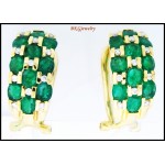 Diamond Genuine Gemstone Emerald Earrings 18K White Gold [E0050]