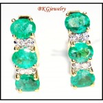 Diamond Jewelry Gemstone 18K Yellow Gold Emerald Earrings [E0091]