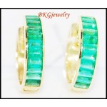 Unique Gemstone Emerald Huggie Earrings 18K Yellow Gold [EL0008]