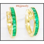Gemstone Emerald Jewelry 18K Yellow Gold Unique Earrings [EL0009]