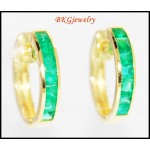 18K Yellow Gold Eternity Gemstone Jewelry Emerald Earrings [EL0012]
