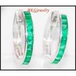 Gemstone Jewelry 18K White Gold Unique Emerald Earrings [EL0011]