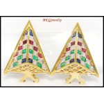 18K Yellow Gold Jewelry Diamond Multi Gemstone Earrings [E0066]