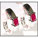 Natural Ruby Diamond 14K White Gold Clip-On Earrings [E_102]