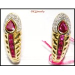14K Yellow Gold Natural Ruby Gemstone Clip-On Earrings [E_106]