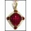 18K Yellow Gold Genuine Diamond Gemstone Ruby Pendant [P0071]
