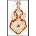 Eternity Diamond 18K Yellow Gold Gemstone Ruby Pendant [P0085]