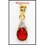 Diamond 18K Yellow Gold Jewelry Solitaire Ruby Pendant [P0034]