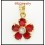 Unique 18K Yellow Gold Flower Ruby Diamond Pendant [P0023]