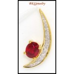 Diamond Jewelry Ruby Moon Pendant 18K Yellow Gold [P0083]
