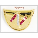 Design"N" Natural Ruby Diamond Pendant 18K Yellow Gold [P0086]