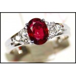 Solitaire Ruby Ring and Diamond 18K White Gold [RS0013_2]