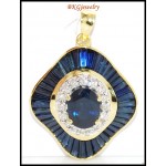 18K Yellow Gold Diamond Blue Sapphire Pendant Gemstone [P0004]