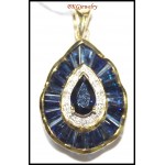 Diamond Jewelry 18K Yellow Gold Blue Sapphire Pendant [P0130]
