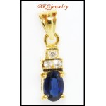 Solitaire Pendant 18K Yellow Gold Diamond Blue Sapphire [P0041]