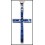Blue Sapphire Cross Pendant Gemstone Eternity 18K White Gold [P0123]