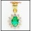 Emerald Solitaire Pendant Natural Diamond 18K Yellow Gold [P0027]
