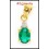 Genuine Diamond Emerald 18K Yellow Gold Solitaire Pendant [P0032]
