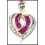 14K Yellow Gold Ruby Heart Gemstone Pendant Diamond [P_160]