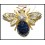 Natural Diamond 18K Yellow Gold Blue Sapphire Bee Brooch/Pin [I_019]