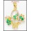 Flower Brooch/Pendant 18K Yellow Gold Diamond Emerald Gemstone [I_011]